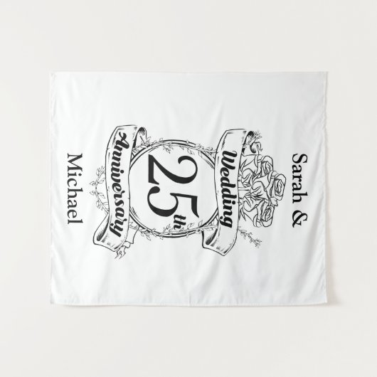 25周年記念日の銀の結婚式の花 ローズ タペストリー (正面(横))