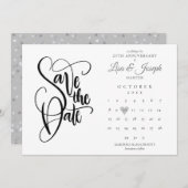 25周年記念日カレンダー愛ハート 招待状 (正面/裏面)