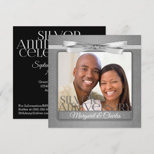 25周年記念日写真付き 招待状 (正面/裏面)