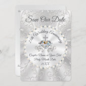 25周年記念日 保存日付カード 招待状 (正面/裏面)