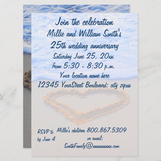 25周年記念日 招待状 (正面/裏面)