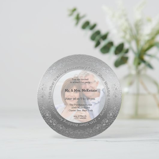 25周年記念日 銀婚式 招待状 (スタンド正面)