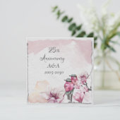 25周年記念水彩ピンクの花と鳥 招待状 (スタンド正面)