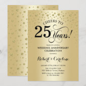 25周年記念祝賀会 - ゴールド ブラック 招待状 (正面/裏面)