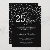 25周年記念祝賀会 - シルバー ブラック 招待状 (正面/裏面)