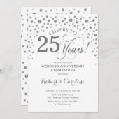 25周年記念祝賀 - シルバー ホワイト 招待状 (正面/裏面)