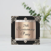 25周年記念結婚アールデコブラックコーヒー 招待状 (スタンド正面)