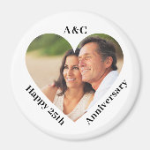 25周年記念結婚カップル記念ハート写真 マグネット (正面)