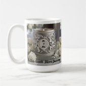 25周年記念結婚カップル2ハートシルバー コーヒーマグカップ (左)