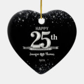 25周年記念結婚グリッターシルバーカスタム セラミックオーナメント (裏面)