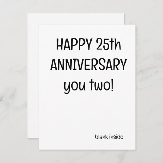 25周年記念結婚グリーティングカード – おもしろい シーズンカード (正面/裏面)