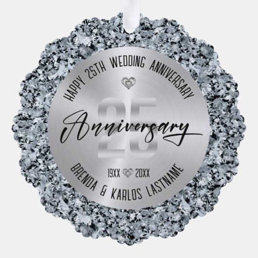25周年記念結婚シルバーとダイヤモンド オーナメントカード (裏面)