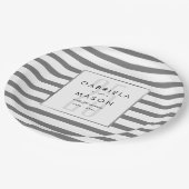 25周年記念結婚シルバーエレガントストライプ ペーパープレート (アングル)