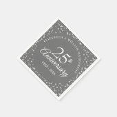 25周年記念結婚シルバーハート紙吹雪 スタンダードカクテルナプキン (角)