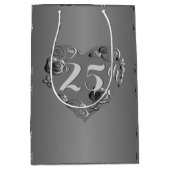 25周年記念結婚シルバーバラハート ミディアムペーパーバッグ (正面)