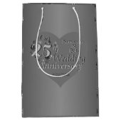 25周年記念結婚シルバーバラハート ミディアムペーパーバッグ (正面)