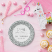 25周年記念結婚シルバーフェイクグリッター ペーパープレート (パーティー)