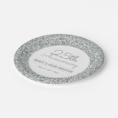 25周年記念結婚シルバーフェイクグリッター ペーパープレート (アングル)