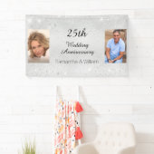 25周年記念結婚シルバー写真グリッター 横断幕 (インサイチュ)