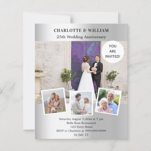 25周年記念結婚シルバー写真招待 (正面)