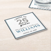 25周年記念結婚シルバー応援～25年 スクエアペーパーコースター (アングル)