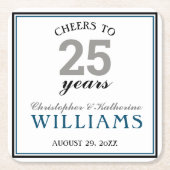 25周年記念結婚シルバー応援～25年 スクエアペーパーコースター (正面)