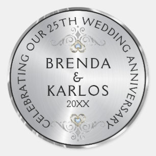 25周年記念結婚シルバー&ホワイトダイヤモンドk ラウンドシール