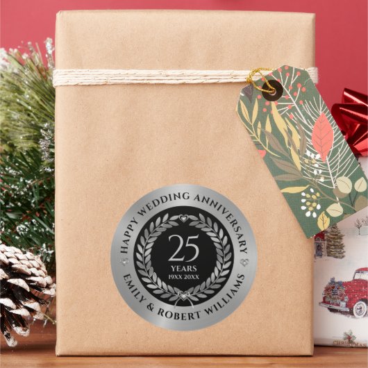 25周年記念結婚シルヴ・ローレルリースディナー ラウンドシール (クリスマス)