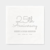 25周年記念結婚スクリプモダントシルバー 箔ナプキン (正面)