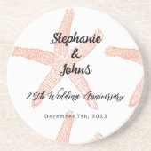 25周年記念結婚スターフィッシュ名前をカスタムするギフト コースター (正面)