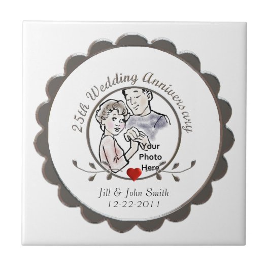 25周年記念結婚タイル タイル (正面)