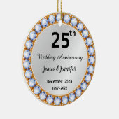 25周年記念結婚ダイヤモンド名前をカスタムする セラミックオーナメント (右)