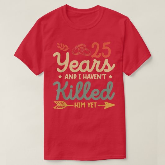 25周年記念結婚ティーマッチングカップル25 Tシャツ (デザイン正面)