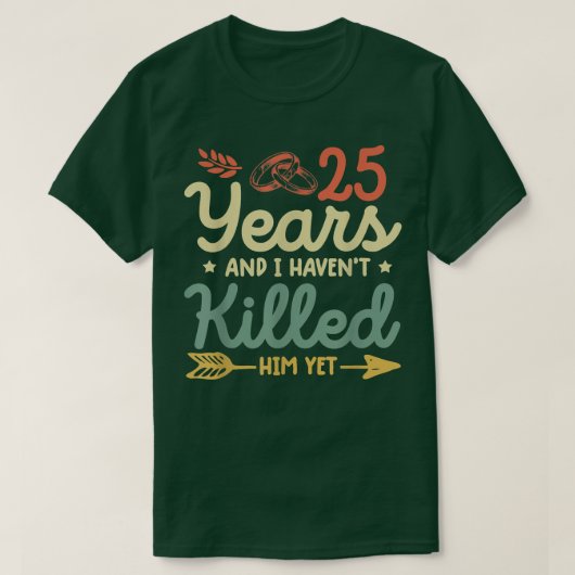 25周年記念結婚ティーマッチングカップル25 Tシャツ (デザイン正面)