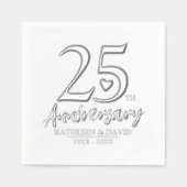 25周年記念結婚ハートグラフィックカスタムグラフ 箔ナプキン (正面)