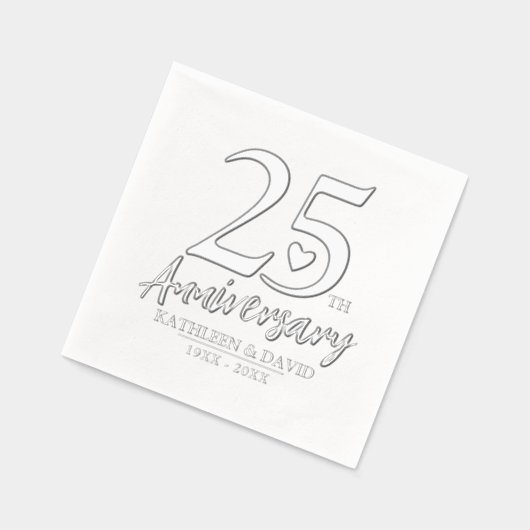 25周年記念結婚ハートグラフィックカスタムグラフ 箔ナプキン (左)