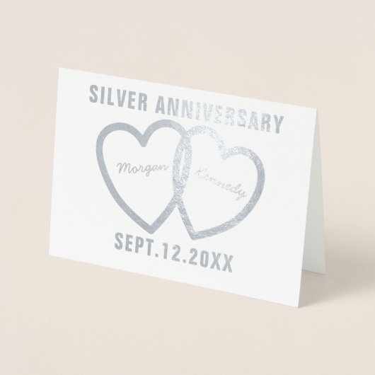 25周年記念結婚ハートシルバーフォイルカード 箔カード (正面)