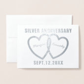 25周年記念結婚ハートシルバーフォイルカード 箔カード (封筒付き正面)