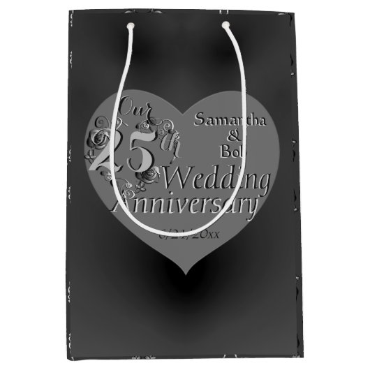 25周年記念結婚バラハート抱き枕 ミディアムペーパーバッグ (正面)