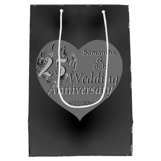 25周年記念結婚バラハート抱き枕 ミディアムペーパーバッグ (裏面)