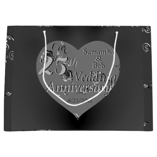 25周年記念結婚バラハート抱き枕 ラージペーパーバッグ (正面)