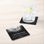 25周年記念結婚パーティーシルバーディスコボール スクエアペーパーコースター (インサイチュ)