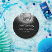 25周年記念結婚パーティーシルバーディスコボール ペーパープレート (パーティー)