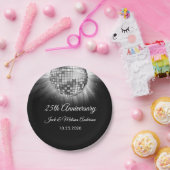 25周年記念結婚パーティーシルバーディスコボール ペーパープレート (パーティー)