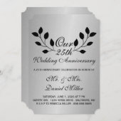 25周年記念結婚パーティーシルバー招待状 招待状 (正面/裏面)