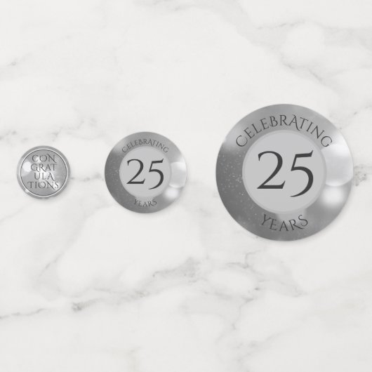 25周年記念結婚フォトシルバーパーソナライズされた コンフェッティ (裏面)