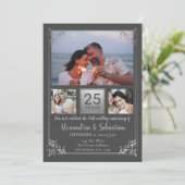 25周年記念結婚フレームパーソナライズされた 招待状 (スタンド正面)