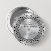 25周年記念結婚ブラックマンダラオンシルバー 缶バッジ (正面&裏面)
