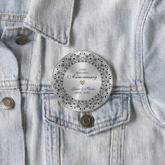 25周年記念結婚ブラックマンダラオンシルバー 缶バッジ (インサイチュ)
