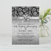 25周年記念結婚ブラック&シルバーダマスク2 招待状 (スタンド正面)